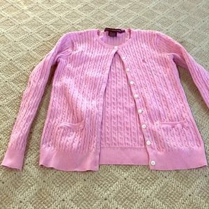 Pink Ralph Lauren button up sweater